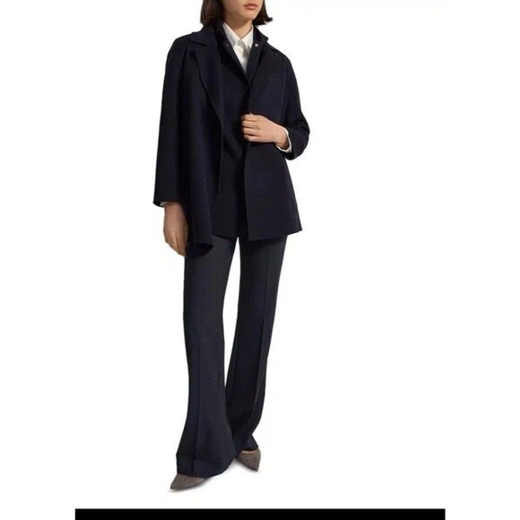 Theory Sileena Nocturne Navy Winsome 2 double face wool coat MEDIUM NWT $595 - Picture 1 of 10